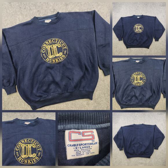 Crable Sportswear Other - VTG 90s UCONN Connecticut Huskies Sweatshirt Mens XL NCAA Basketball College